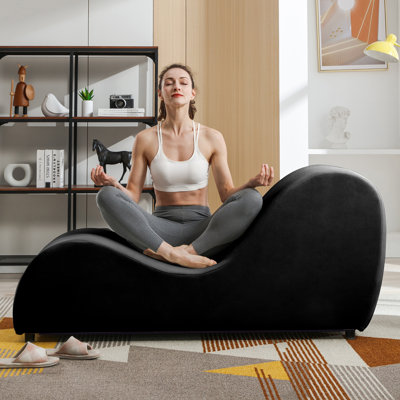 Méridienne courbée courbée en velours avec housse amovible et lavable, noir