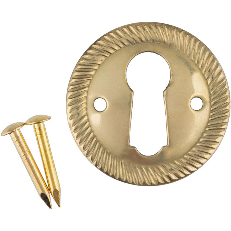 Antique Brass Oval Keyhole Cover with Rope Pattern