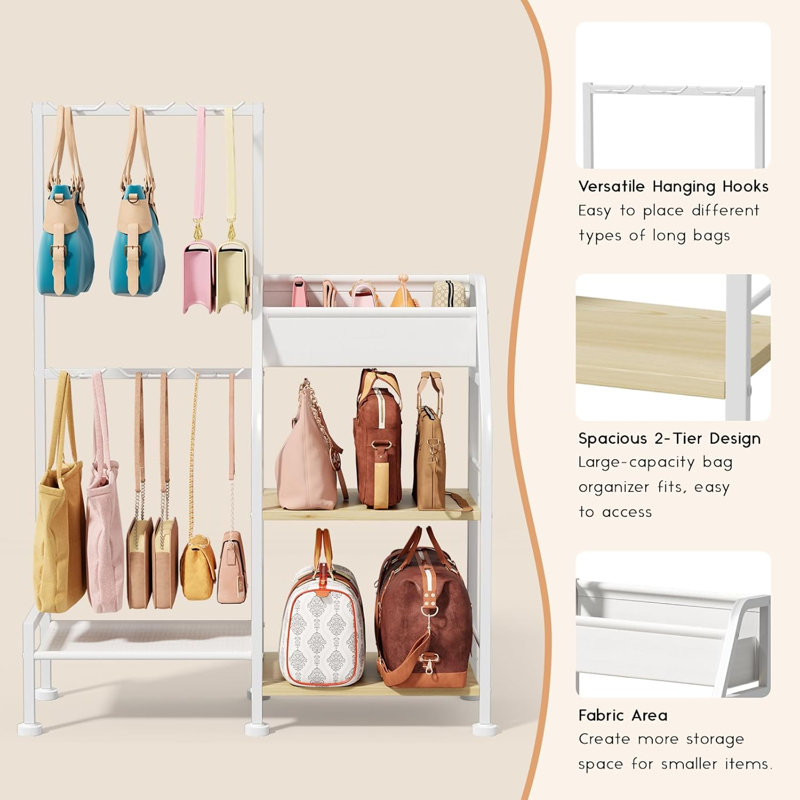 Support de rangement à 3 niveaux et 12 crochets fixes, rangement pour sac à dos visible, espace, support pour sac de rangement pour la maison, garde-robe