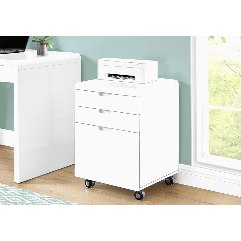 18.25'' Wide 3 -Drawer Mobile File Cabinet, White 1
