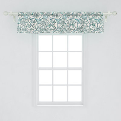 Ambesonne Rose Valance Pack of 2 Doodle Outlines of Flowers Dark Teal Teal and Cream -  val-2_77548_12x54