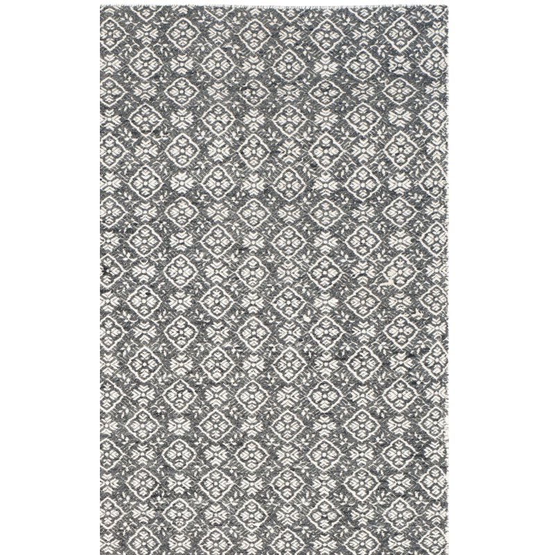 Tapis gris en laine tissé à la main à motif géométrique Kilim, Rectangle 4 pi x 6 pi