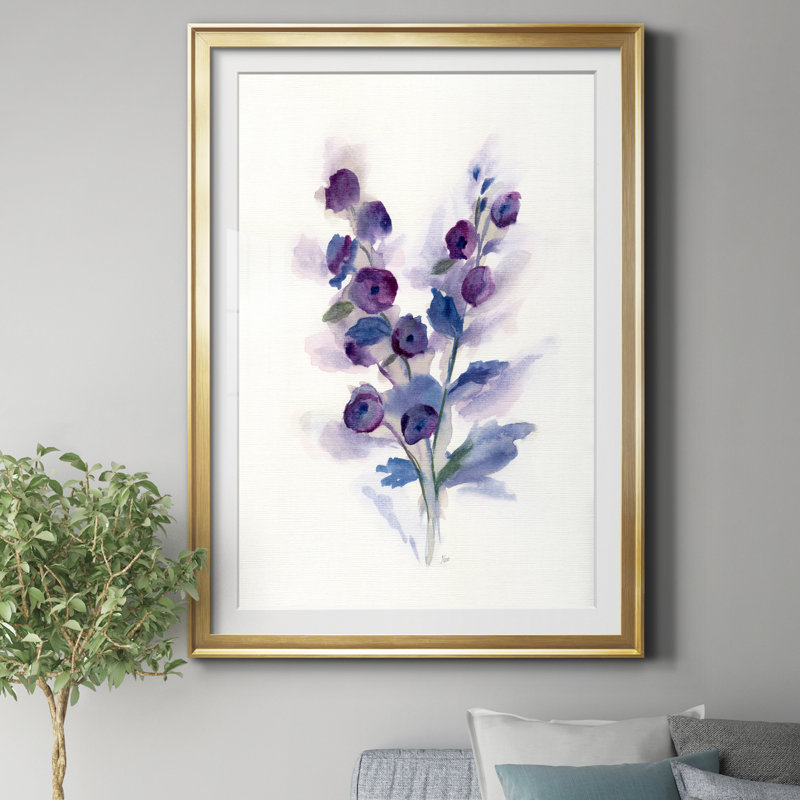«Pretty in Purple I», reproduction d'art sur papier encadré, Papier doré, H 26,5 po x l 36,5 po x P 1,5 po