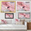 Décoration murale luxueuse en écoulement marbré rose et gris-220502290-220502302