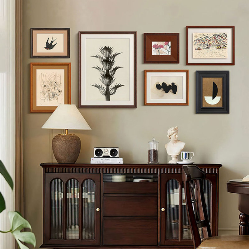 Mid-Century Modern Canvas Rectangular 7 Pieces Wall art set for Living Room