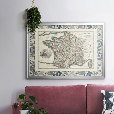 Carte bordée de la France encadrée sur toile