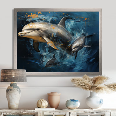 Blue Dancing Dolphines IV - Dolphin Canvas Prints