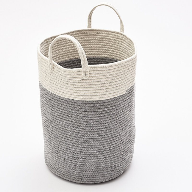 Fabric Laundry Hamper with Handles, Grey, 59" H x 50" W x 50" D