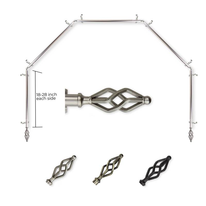 Tringle à rideaux simple 5 côtés Andresen, Nickel satiné, 18 à 28 po (de chaque côté)