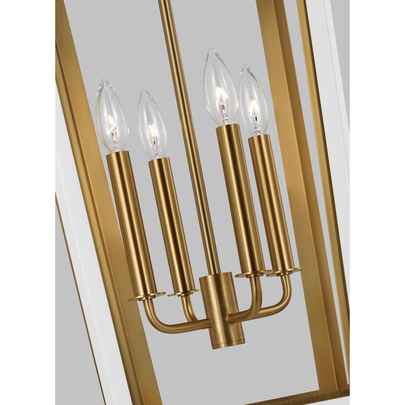 Curt 4 - Light Chandelier, Matte White/Burnished Brass