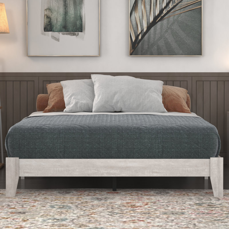 Lit plateforme Allyannah, Gris poussiéreux / chêne