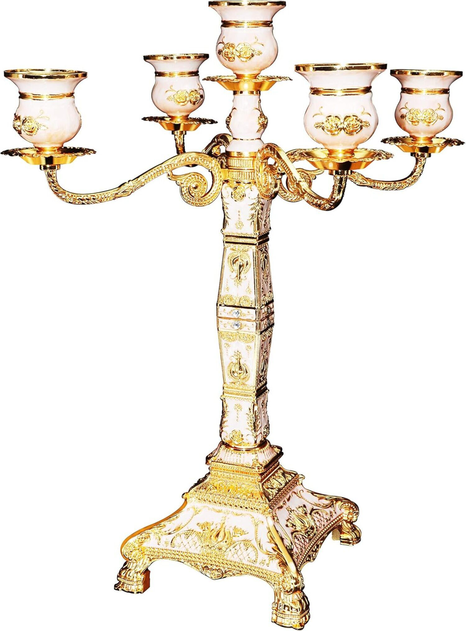 Astoria Grand This Five-Armed Metal Candlestick, 17 Inches Tall, With ...