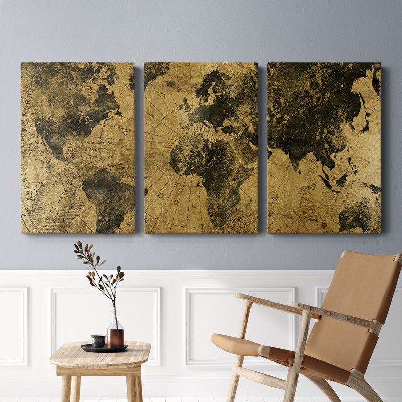 Golden Atlas - Toile tendue avec châssis de qualité supérieure - Prêt à être accroché, H 60 po x l 120 po x P 1 po