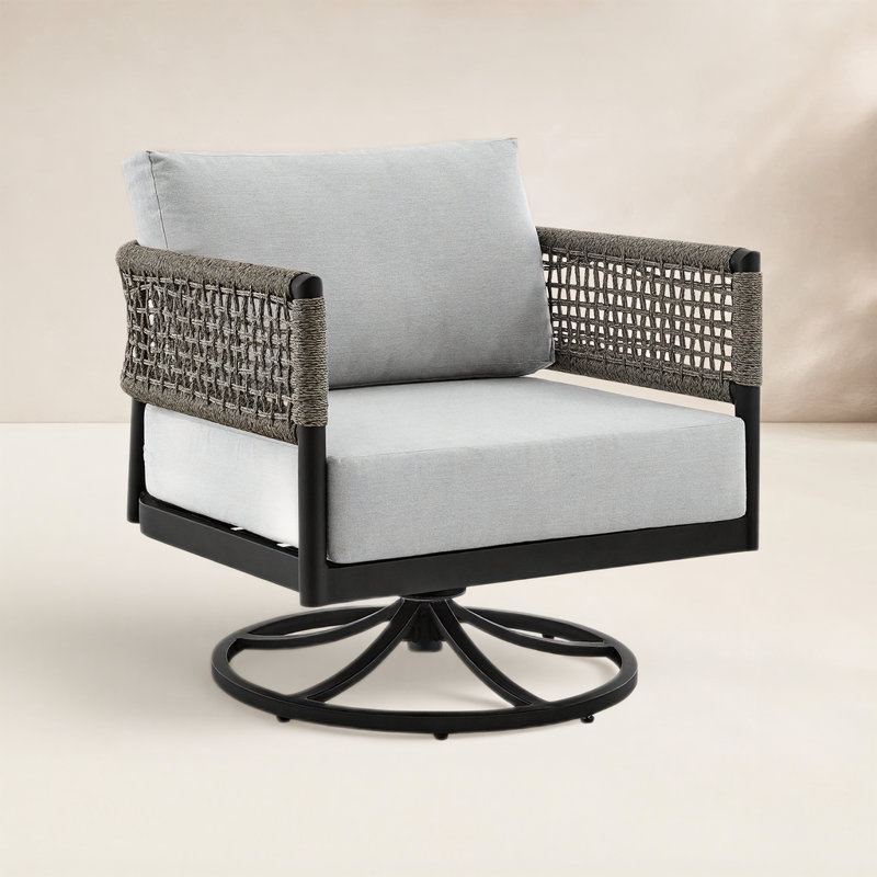 Chaise berçante d'extérieur en métal avec coussins Scotia
