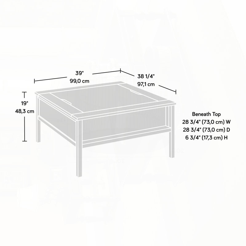 Table basse carrée avec surface de jeu d'échecs et rangement caché - Finition blanche