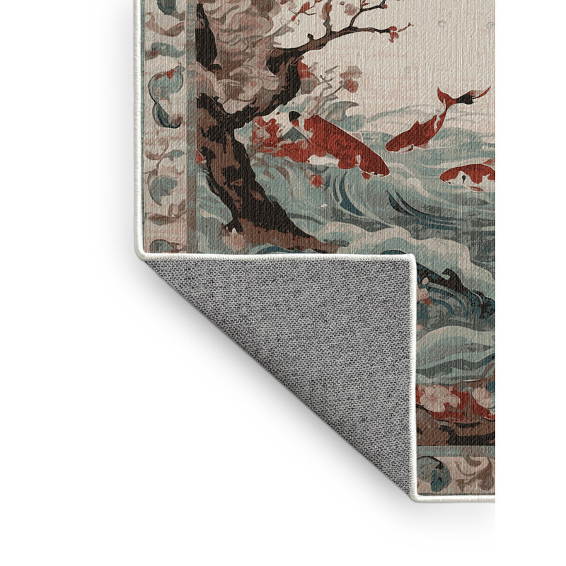 Tapis beige lavable à la machine, Rectangulaire 3 pi x 5 pi