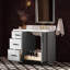   Meuble-lavabo simple 43 po Breana avec comptoir en marbre blanc de Carrare gris-625884818-625884817