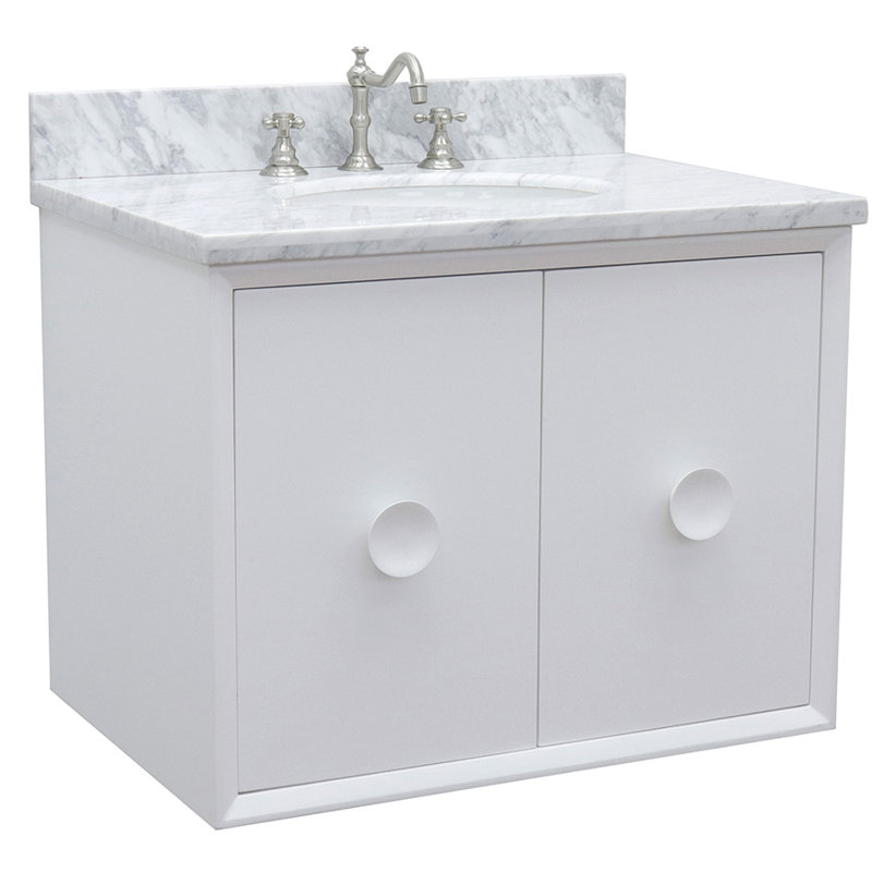 Crumley 31'' Single Bathroom Vanity with Top, White/White Carrara