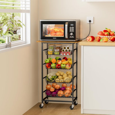 Chariot à micro-ondes de cuisine à 5 niveaux avec paniers à fruits