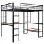 Lit Loft en métal et panneau de fibres à densité moyenne avec long bureau et tablettes