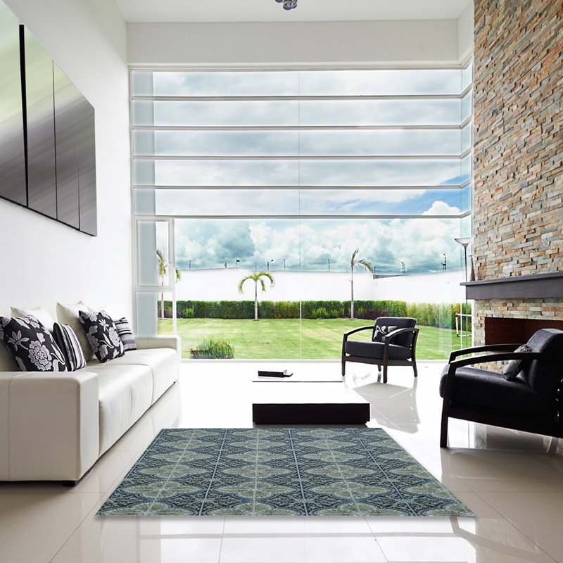 Tapis de zone olive à motifs, Carré 4 pi