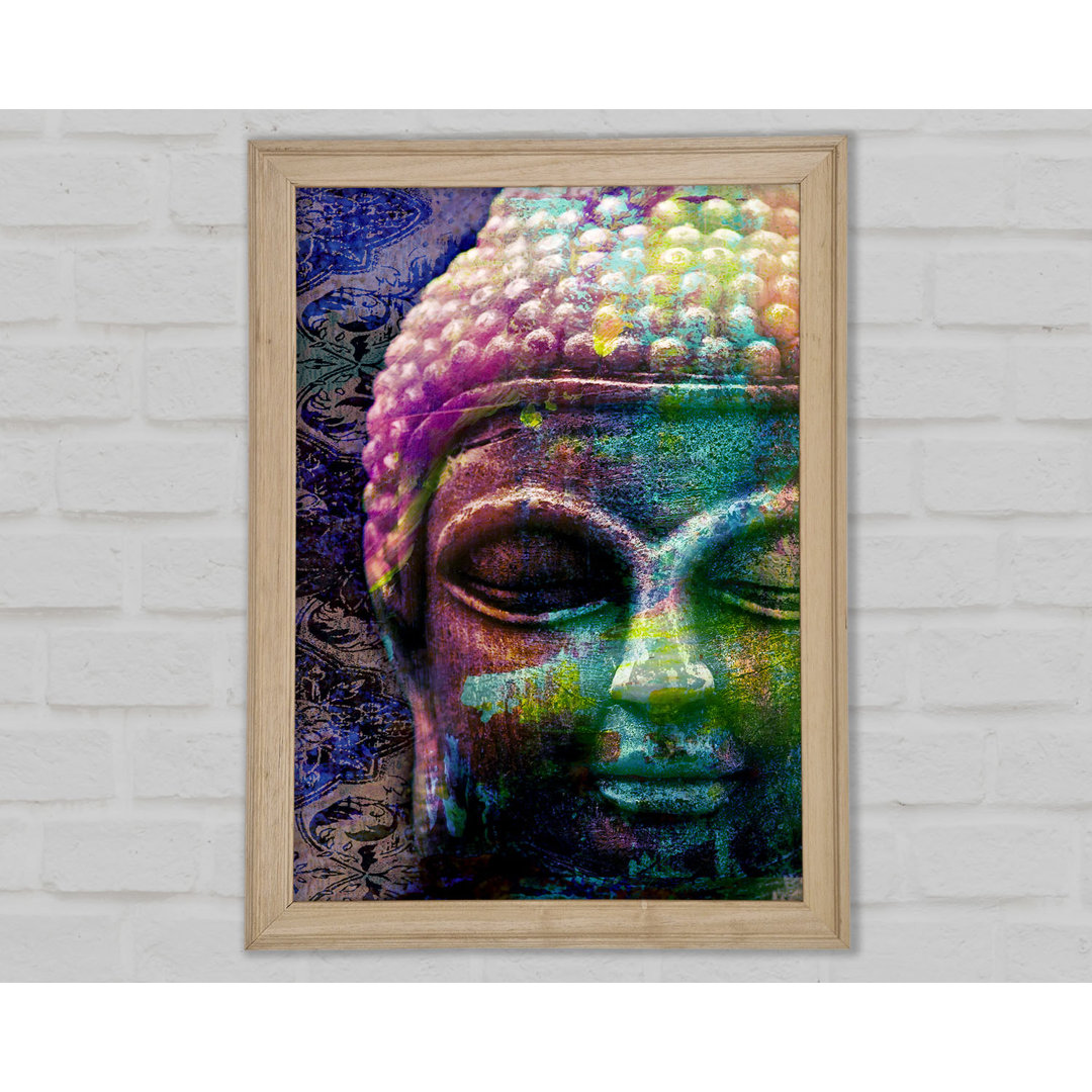 Retro Regenbogen Buddha - Einzelner Bilderrahmen Kunstdrucke