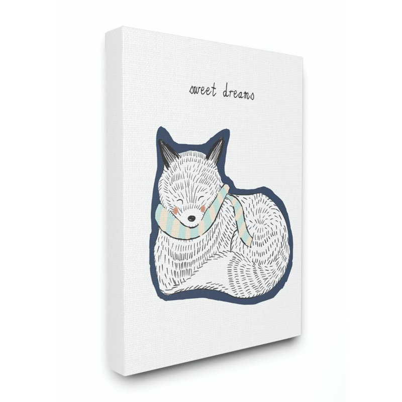 Décoration murale écharpe fox pour enfant doux rêves Maribel, H 40 po x l 30 po x P 1,5 po, Toile tendue