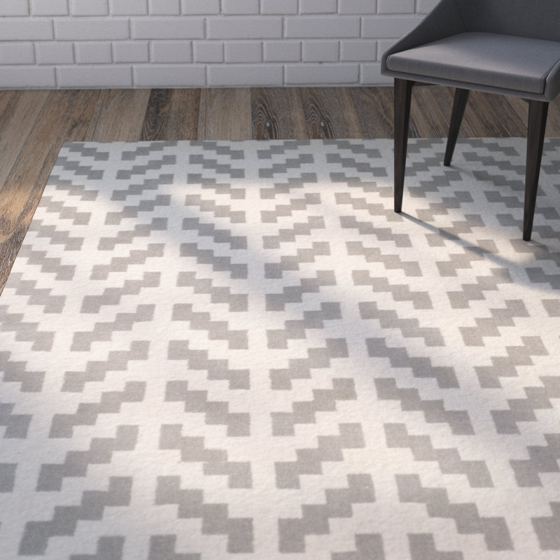 Sanyla Hand Tufted Wool Chevron Rug, Rectangle 2' x 3'