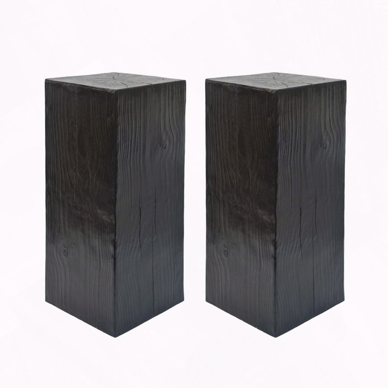 Mgo End Table Wood-Look Indoor Outdoor Stable Surface, 27.75" H x 14.5" W x 14.5" D, Brown