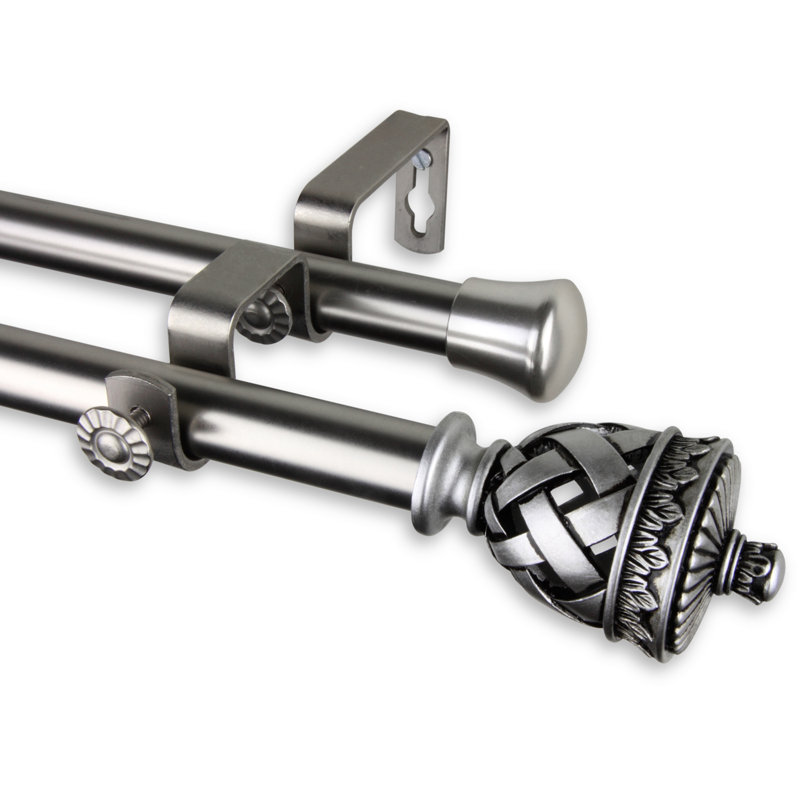 Tringle à rideaux double Gadsby, Nickel satiné, 48 po à 84 po