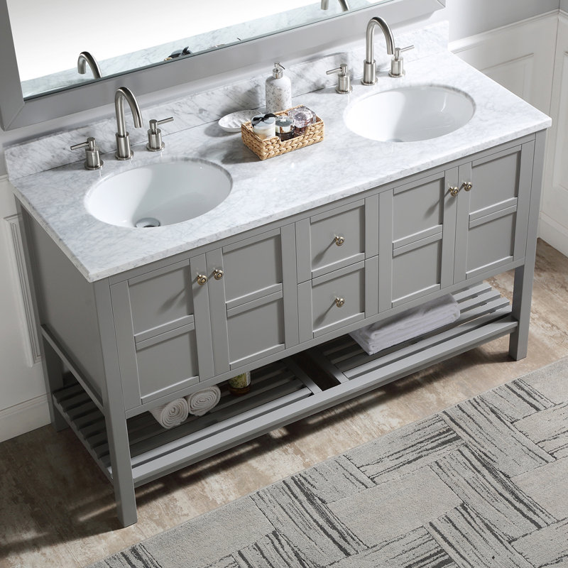 Ensemble de meuble-lavabo double 60 po, Gris