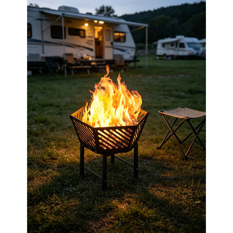22.5in Portable Hexagon Smokeless Fire Pit with Bag