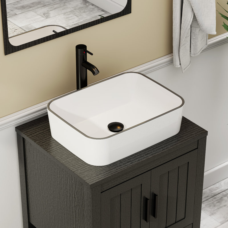Sharee 24" Single Bathroom Vanity Set With Vessel Sink, Faucet And Drain, Assembly Required, Black