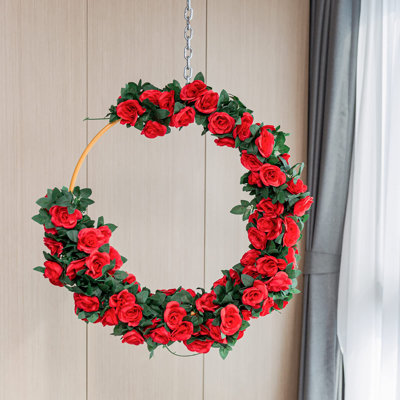 2 Pack (16FT) Artificial Rose Vine Fake Flowers Garland Hanging