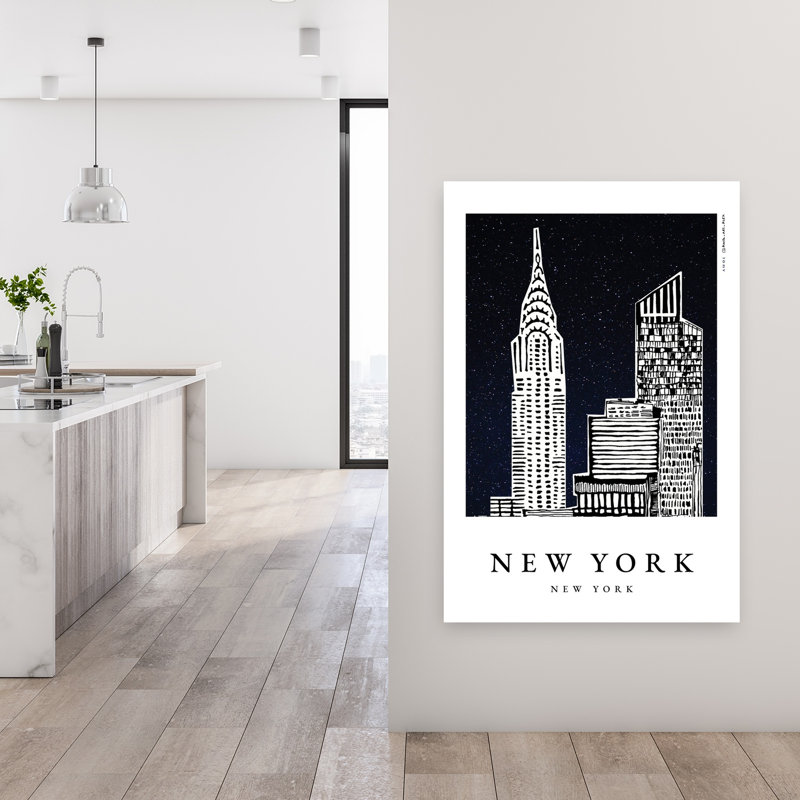 Affiche murale représentant une ville étoilée de New York, architecture abstraite moderne., H 48 po x l 32 po
