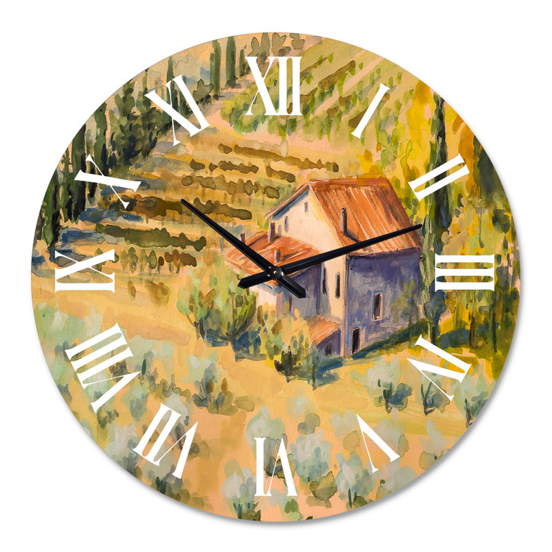 Petite ferme dans la campagne - Horloge murale, Surdimensionné