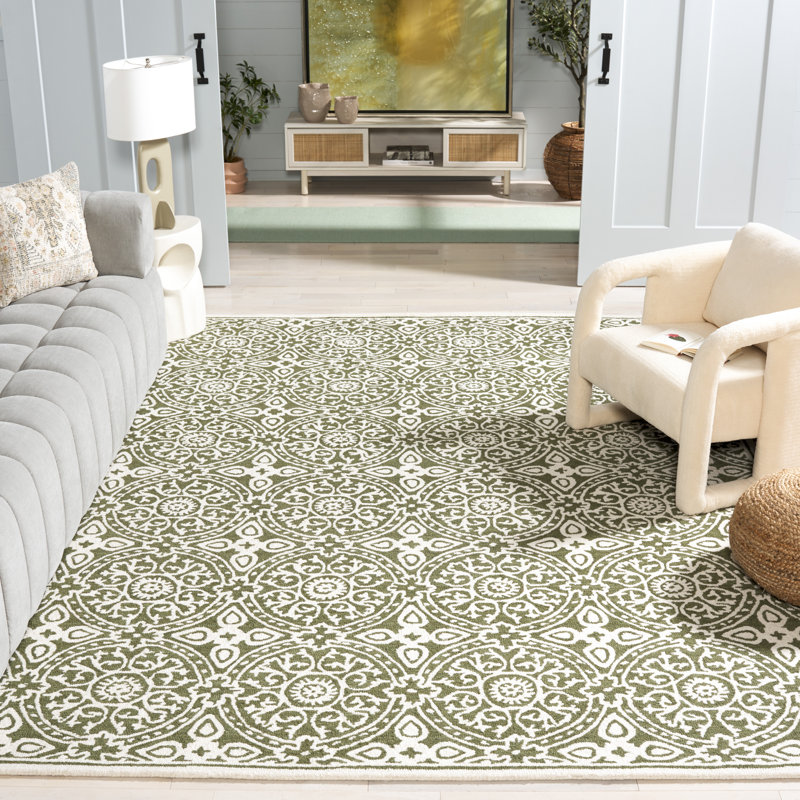 Tapis Metro256 vert / ivoire, Rectangle 8 pi x 10 pi