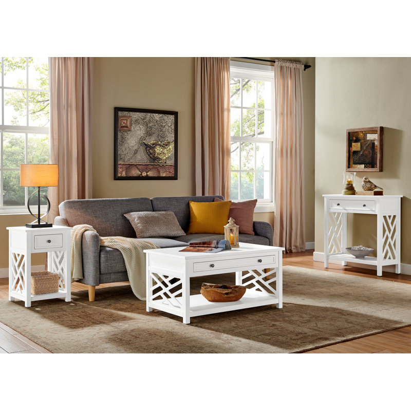 3 - Piece Living Room Table Set, White