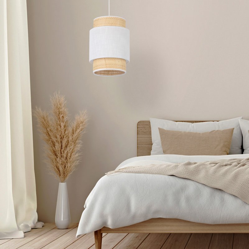 Adibah 1 - Light Drum Pendant, White/Beige