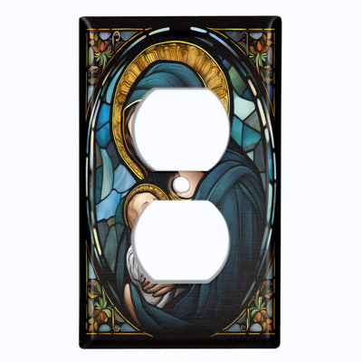 Couvercle de plaque d'interrupteur en métal; Fauteuil à bascule GFI à 3 bandes standard américain - Vierge Marie et bébé Jésus