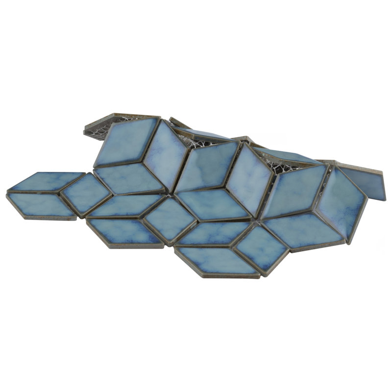 Hudson Rhombus 10-1/4 " x 11-3/4 " Porcelain Mosaic Floor and Wall Tile, Marine