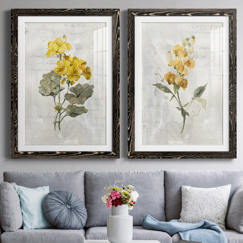 Canari lin géranium - ensemble de 2 reproductions d'art, H 37,5 po x l 55 po x P 1,5 po, H 31,5 po x l 47 po x P 1,5 po