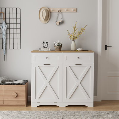 39,4 po Lsland avec armoire à poubelle, étagère à épices
