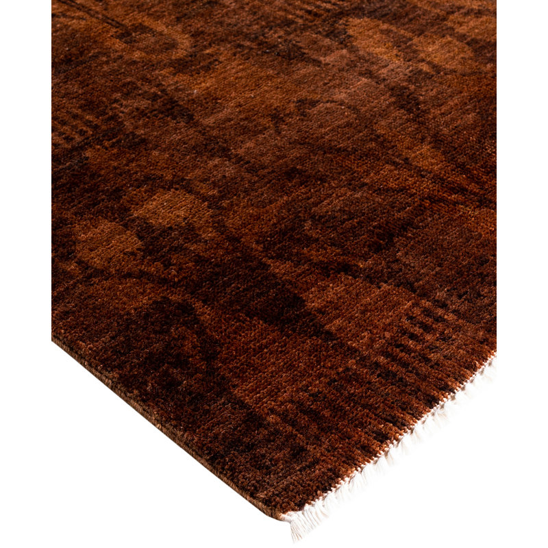 Overdyed Hand-Knotted Wool Modern-Contemporary Brown Area Rug 5' 10" x 9' 1"