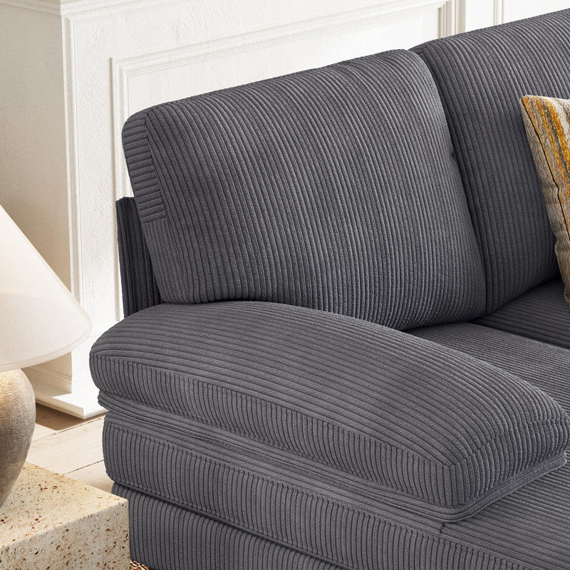 Canapé modulaire,  Velours côtelé gris Lena