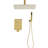 Brushed Gold Ceiling Mounted Shower Kit - 16" Head And Handheld Natural Rainfall Simulation Explore Self-Cleaning Nozzle American Standard Bathroom Part Singularity Article-127377186