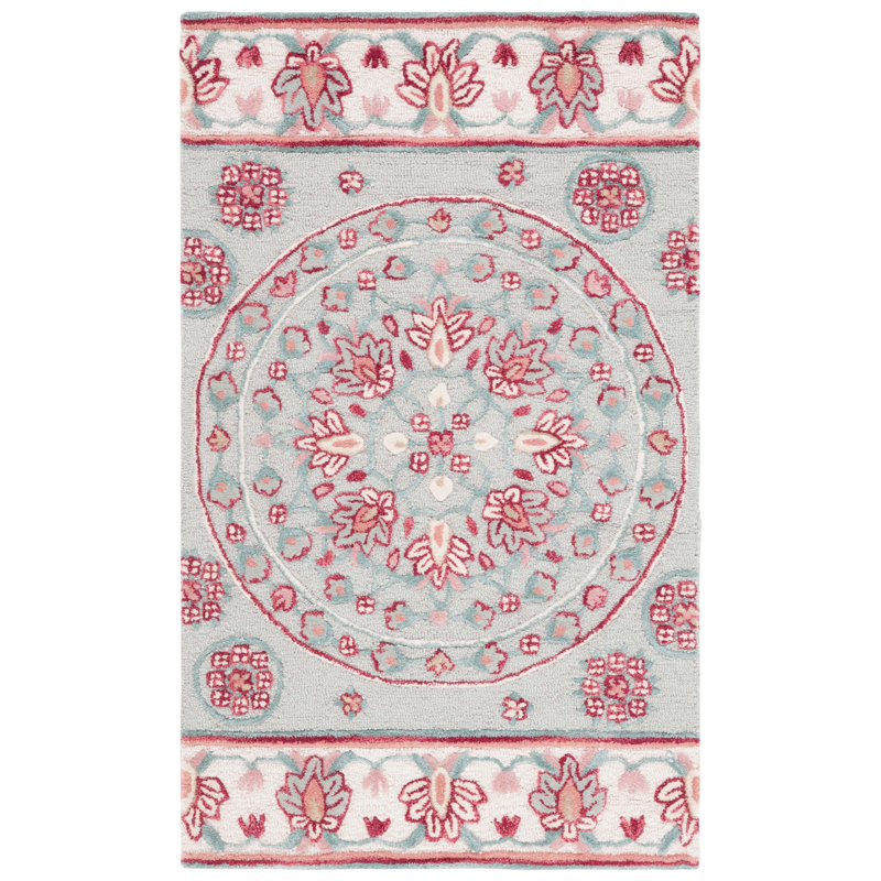 Cuayo Hand Tufted Wool Floral Rug, Rectangle 3' x 5'