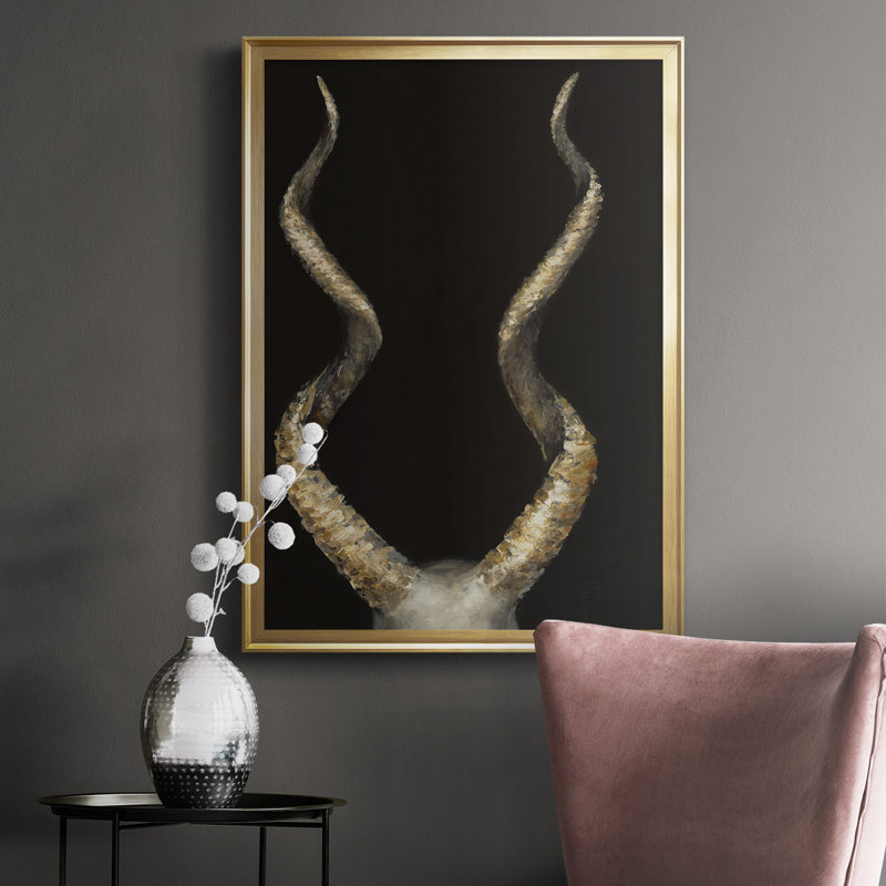 Cornes d'antilope en spirale - impression d'un seul cadre photo, Or, H 42,5 po x l 30,5 po x P 1,25 po