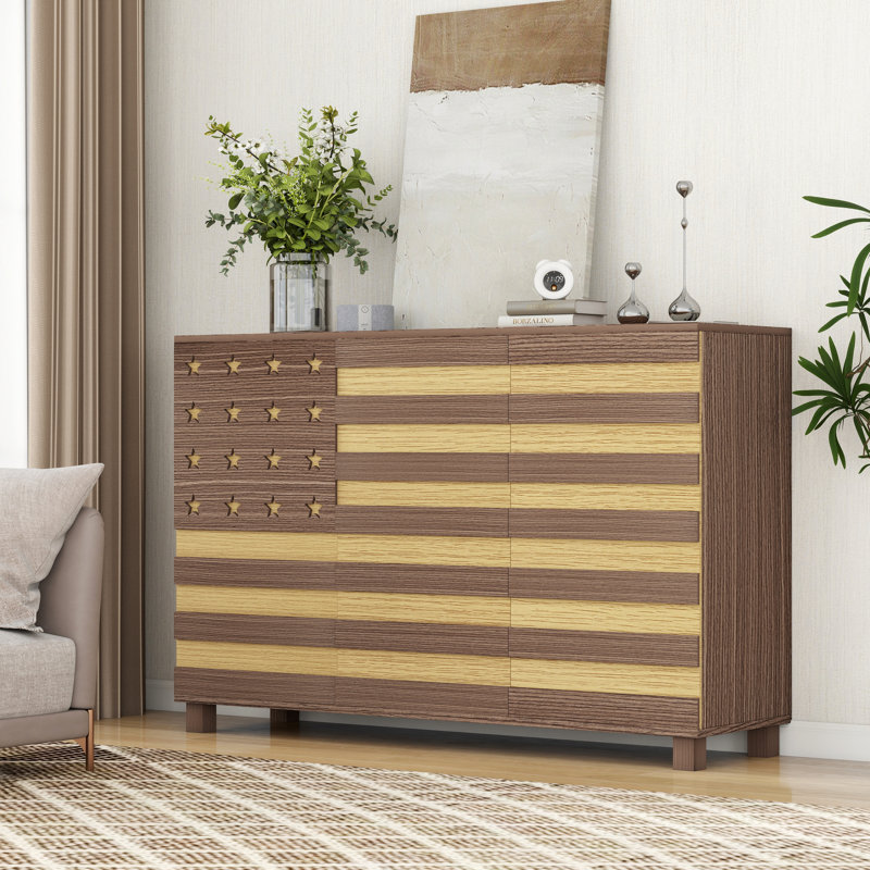 55"Buffet Sideboard Cabinet Storage: Versatile Kitchen Storage Cabinet With Hand Carved Craftsmanship Featuring 2 Drawers And 3 Doors, This Piece Doubles As A Coffee Bar Console With Adjustable Shelve