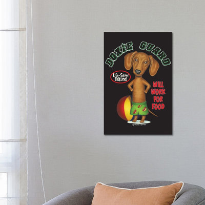 Dachshund With Beach Ball by Danny Gordon - Wrapped Canvas Painting